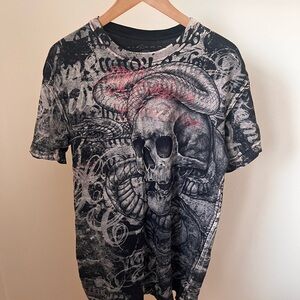 Xtreme Couture Graphic Skull and Snake Print T-Shirt